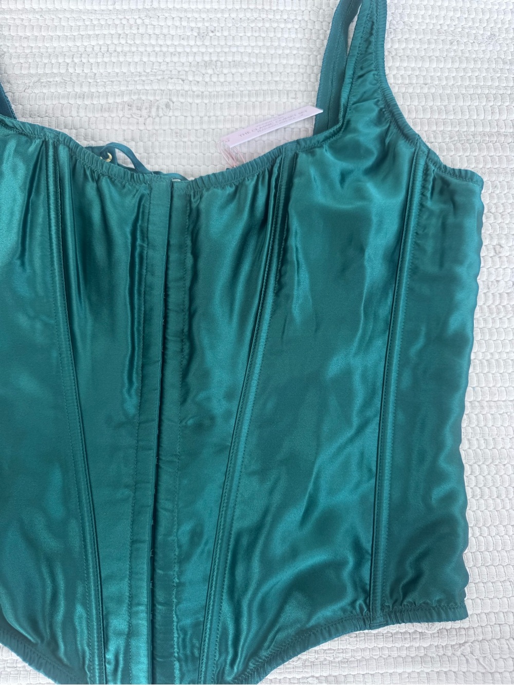 Victoria’s Secret Classic Silk Corset Ivy Green Bustier Top XL NWT - Picture 4 of 13